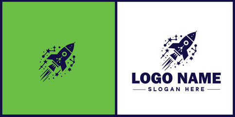 Fototapeta premium Rocket fast space flying logo icon vector for business brand app icon rocket logo template