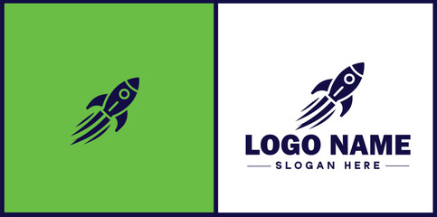 Rocket fast space flying logo icon vector for business brand app icon rocket logo template