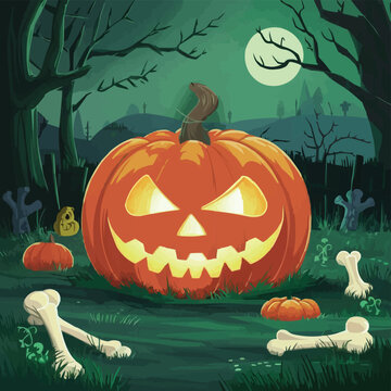Scary Pumpkin Vector Icon background illustration  