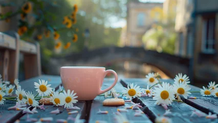 No drill light filtering roller blinds Bridge of Sighs Springtime Serenity: Bridge of Sighs and Daisies in Morning Light