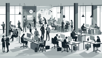 Fototapeta na wymiar Image concept of an innovative workspace for creative professionals. Vector illustration.