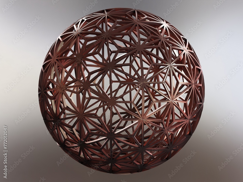Poster wireframe shape geometric star pattern ball 3d print model