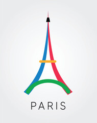 Fototapeta na wymiar Paris tower vector colourful logo 