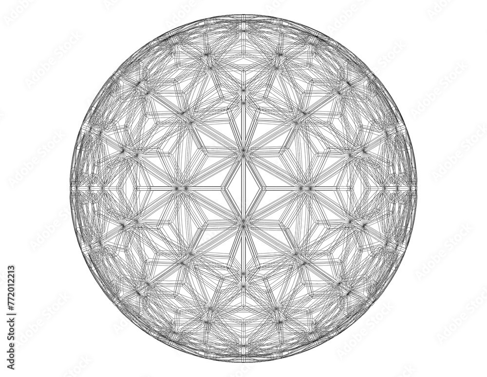 Poster wireframe shape geometric star pattern ball 3d print model