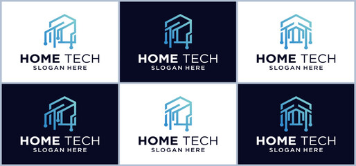 home technology logo,modern home smart home logo technology house with trendy style