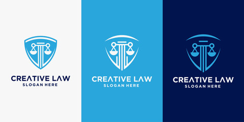 Creative lawyer logo, justice logo, law firm logo lawyer business logo in luxury color vector