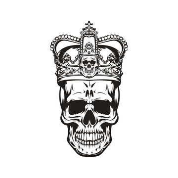skull with crown vector design illustration
