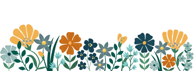 Floral border vector, colorful spring flowers garden frame design