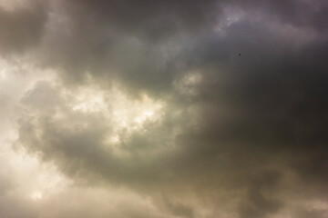 The dark sky with heavy clouds before the rain
