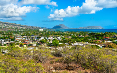 View of Hanauma Bay and Koko Head Volcanoes in Oahu - Hawaii, United States