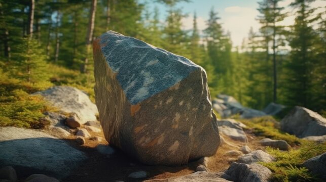 piece of granite coming from the sky and full color 8k photography