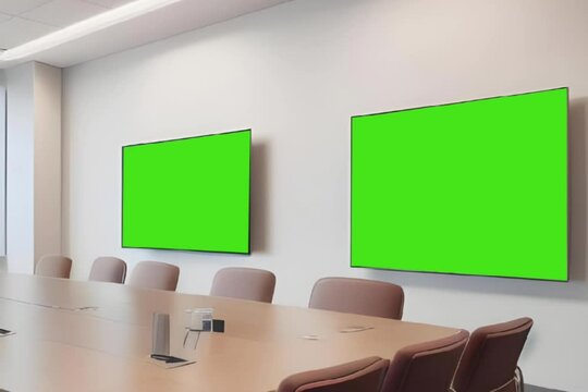 Video Meeting room with green screen monitor 