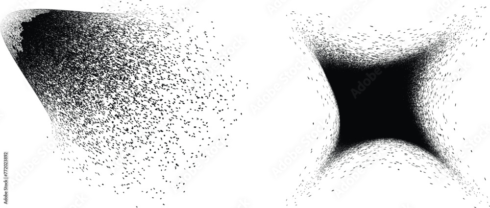 Poster distorted geometric shape . minimal art design . noise destroyed logo . trendy grainy shapes . graph