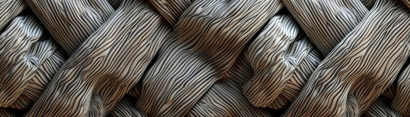 A 3D depiction of an intricate woven fabric texture with a complex pattern of gray threads - obrazy, fototapety, plakaty