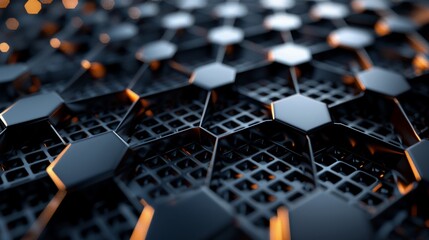 Fototapeta premium A 3D illustration of an abstract metallic mesh texture with a shimmering geometric pattern