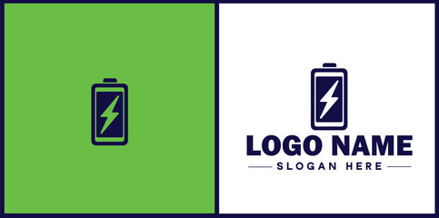 Battery logo icon vector for business brand app icon power charging bolt electric recharge battery logo template
