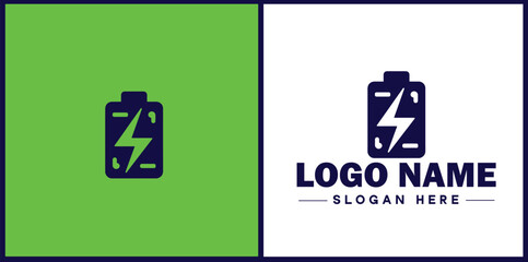 Battery logo icon vector for business brand app icon power charging bolt electric recharge battery logo template