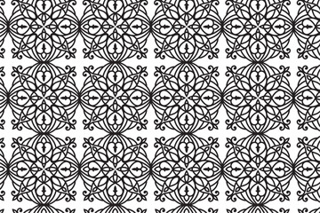 Arabic seamless pattern with arabic and islamic ornament big set on black background	