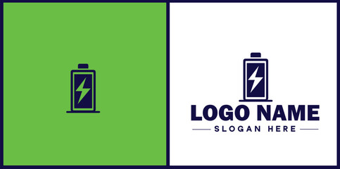 Battery logo icon vector for business brand app icon power charging bolt electric recharge battery logo template