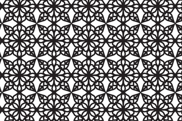 Arabic seamless pattern with arabic and islamic ornament big set on black background	