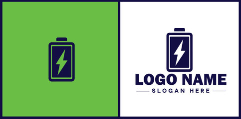 Battery logo icon vector for business brand app icon power charging bolt electric recharge battery logo template