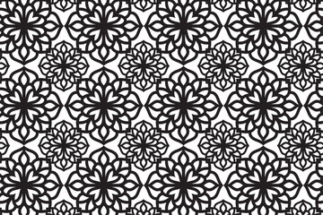 Arabic seamless pattern with arabic and islamic ornament big set on black background	