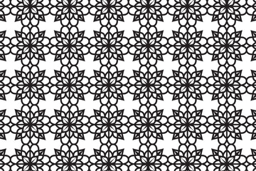 Arabic seamless pattern with arabic and islamic ornament big set on black background	