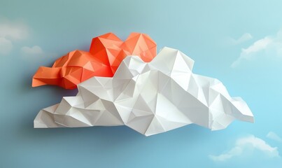 Paper origami cloud - obrazy, fototapety, plakaty
