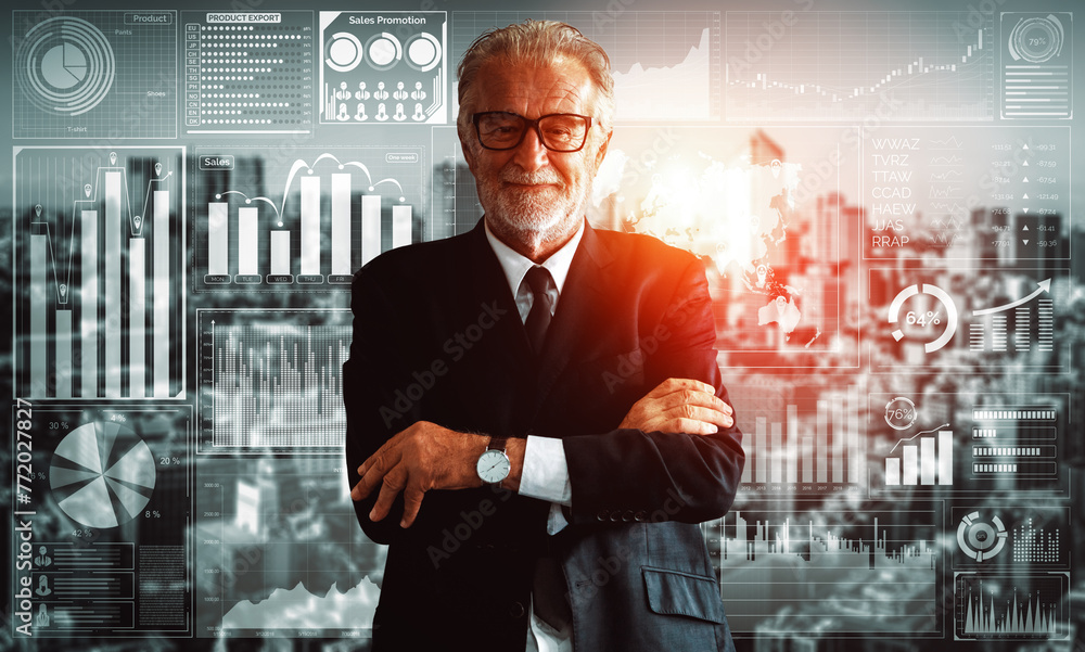 Poster data analysis for business and finance concept. interface showing future computer technology of prof
