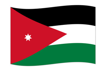 Waving flag of the country Jordan. Vector illustration.