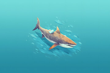 Obraz na płótnie Canvas Isometric shark swimming on the sea