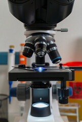 Close up picture of microscope in the laboratory