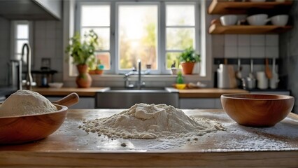 the flour mixture is in the kitchen - obrazy, fototapety, plakaty