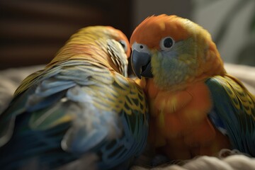 A pair of parrots. Generative AI