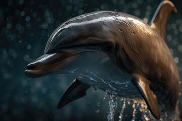 dolphin jumping out of water. Generative AI