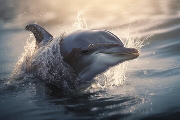 dolphin jumping out of water. Generative AI