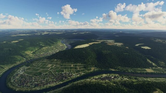 Aerial drone view of Mosel Weingut and Pension Riedel in Bruttig-Fankel. Germany