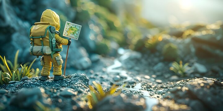 Miniature Adventurer Charting Paths to New Discoveries and Innovations in and Imagination
