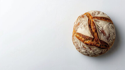 bread on a white background top view close-up