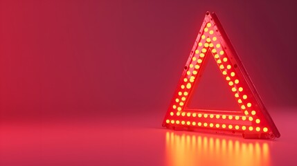 a warning sign on a pink background