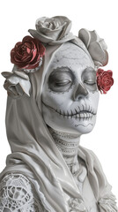 La Catrina as a statue, Day of the Dead in Mexico, isolated on a transparent background