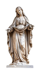 The Virgin Mary as a statue, isolated on a transparent background
