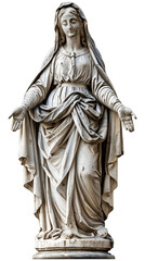 Obraz premium The Virgin Mary as a statue, isolated on a transparent background