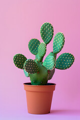 Green cactus on a pink gradient background