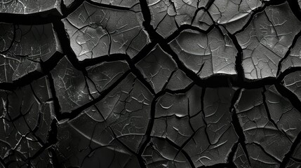 black cracked texture can be used for background - generative ai - obrazy, fototapety, plakaty