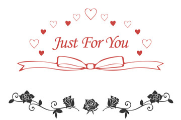 「Just for you」のバナーとバラのシルエットのボーダーライン