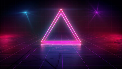 Naklejka premium 90s 80s retro synthwave futuristic background with grid and glowing light gradient.