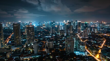 Fototapeta premium Smart cities glow at night
