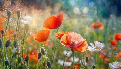 Blooming Beauty: Spring Meadow Splendor with Red Poppies