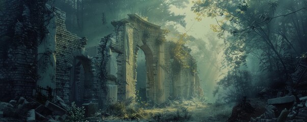 The quiet solitude of ancient ruins - obrazy, fototapety, plakaty